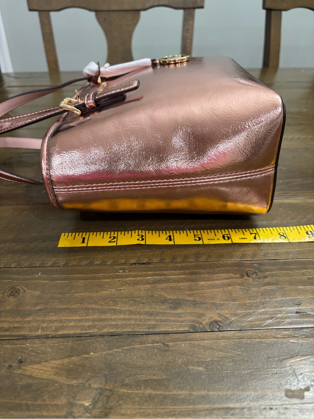 Michael Kors Jet Set Travel Extra-Small Rose Gold Metallic Zip-Top Tote - Picture 10 of 10